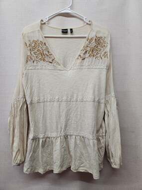 Cruel Denim Cream Long Sleeve Ruffled Shirt